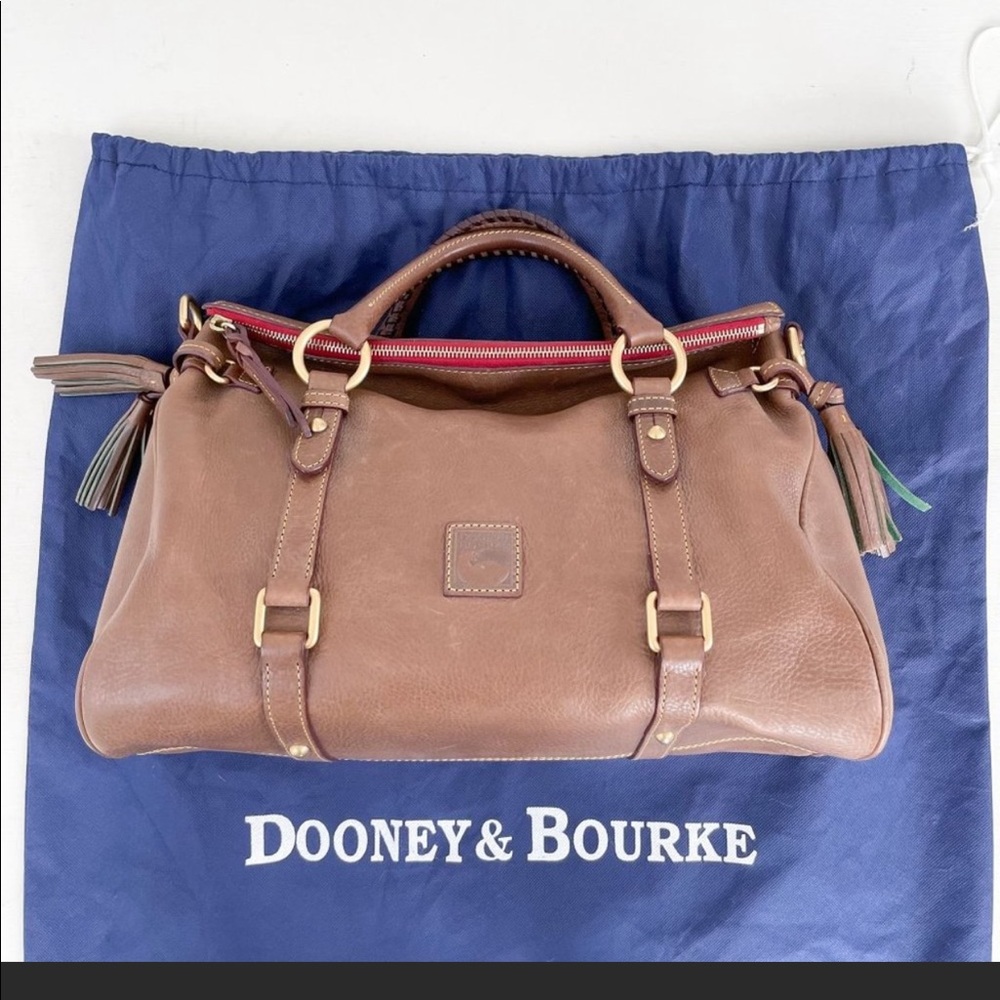 Dooney & Bourke Brown Florentine Large Satchel Slouchy Zip Top Handbag Purse